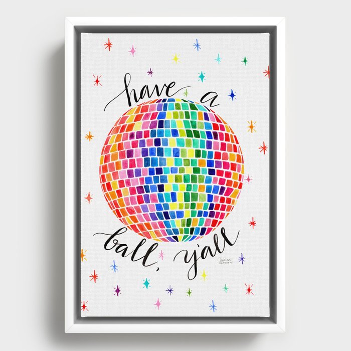 Have a (Disco) Ball, Y'all - Color Sparkles Background Framed Canvas