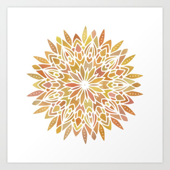 Mandala Desert Copper Gold Art Print