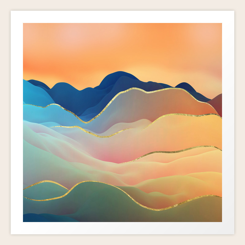 Abstract Mountain Landscape Digital Art Art Print By K9printart Society6
