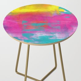 Neon Abstract Acrylic - Turquoise, Magenta & Yellow Side Table