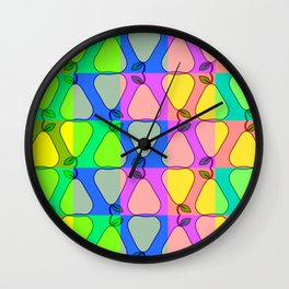 Colorful pears Wall Clock | Fruit, Pear, Colorfulpears, Graphicdesign, Lively, Pearpattern, Digital, Abstract, Fresh, Colorful 