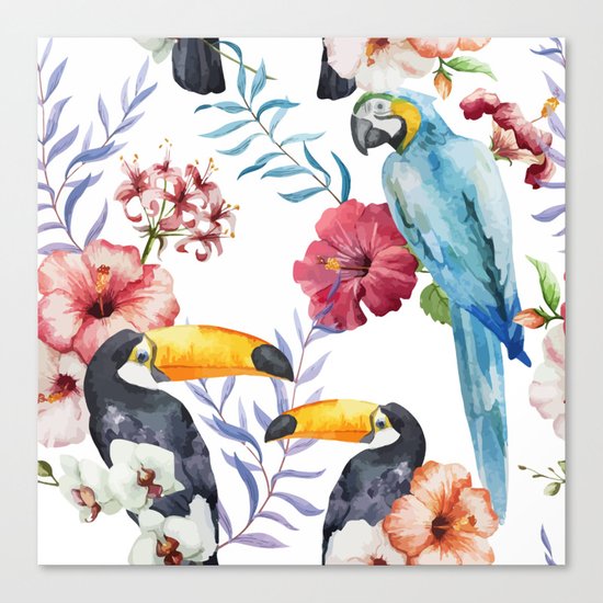 Tropical Bird Pattern 01 Canvas Print