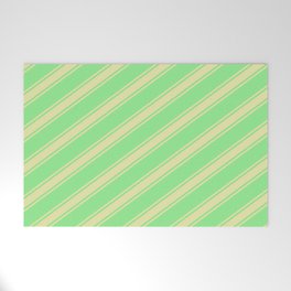 [ Thumbnail: Light Green and Pale Goldenrod Colored Lined/Striped Pattern Welcome Mat ]