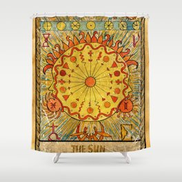 The Sun Vintage Tarot Card Shower Curtain