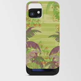 Polynesian Palm Trees And Hibiscus Green Jungle Abstract iPhone Card Case