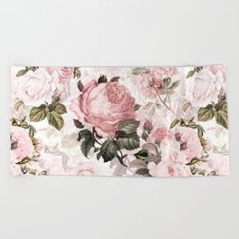 Vintage & Shabby Chic - Sepia Pink Roses  Beach Towel