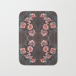 Art Nouveau floral pattern with lines – taupe Bath Mat