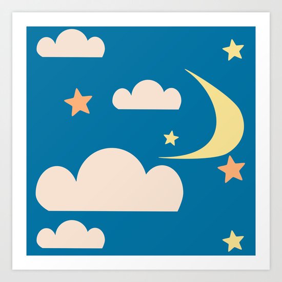 Moon light blue Art Print