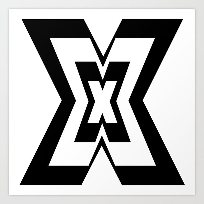 Black and White Geometric X Shaped Artwork  Art Print