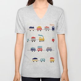 Seamless pattern with cute color trains V Neck T Shirt