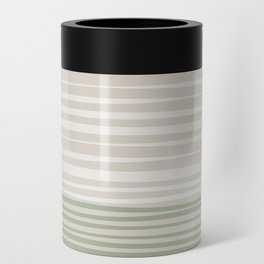 Natural Stripes Modern Minimalist Colour Block Pattern Sage Green Almond Beige Can Cooler