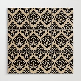 Victorian Gothic Pattern 521 Black and Linen White Wood Wall Art