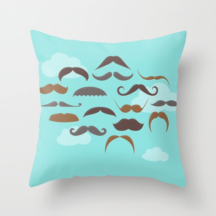Mustaches in the Sky Throw Pillow