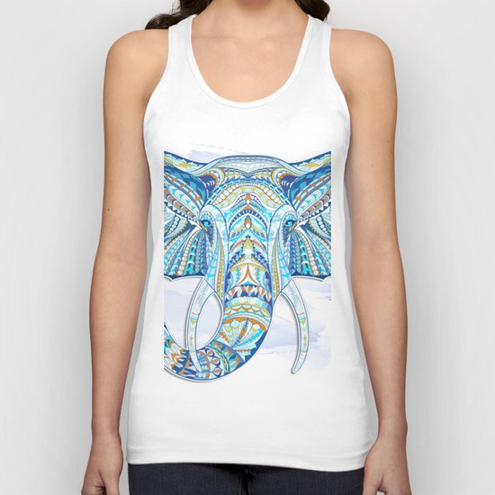 Blue Ethnic Elephant Unisex Tank Top