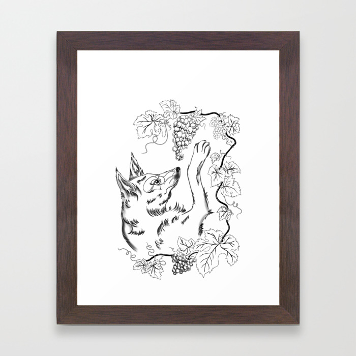 The Fox And Grapes Framed Art Print By Wild Kat Society6
