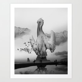 Sea Bird Free Bird Art Print | Curated, Mist, Art, Weird, Beach, Digital, Fog, Giant, Shoreline, Photo 