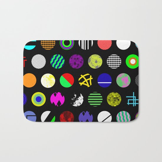 Eclectic Circles - Abstract collage of random, colourful, bold, eclectic circles Bath Mat