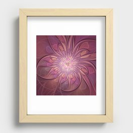Abstract Modern Floral Fractal Art Berry Colors Recessed Framed Print