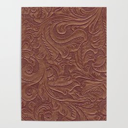 Chocolate Brown Tooled Leather Poster