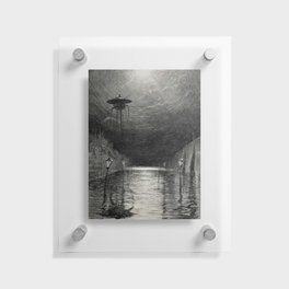 Alien invasion abandoned city streets - War of the Worlds vintage poster by Henrique Alvim Corrêa Floating Acrylic Print