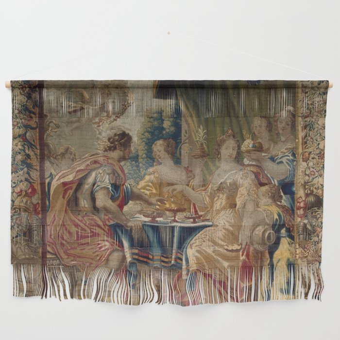 Antique 17th Century 'Queen Cleoptra's Feast' Flemish Tapestry Wall Hanging