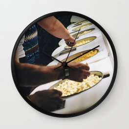 Tasting cheese at a cheese factory Wall Clock