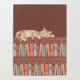Cat in the library Poster