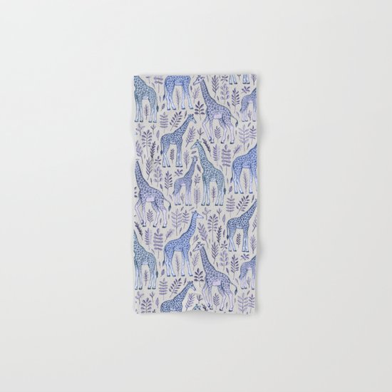 Blue Giraffe Pattern Hand & Bath Towel