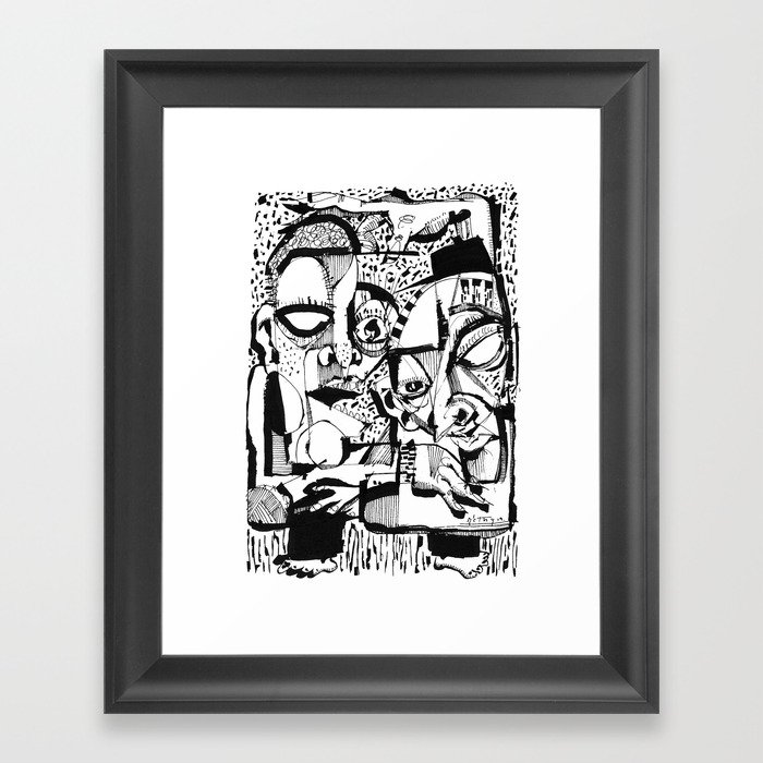 Buddies - b&w Framed Art Print