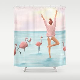 Big Flamingo Shower Curtain