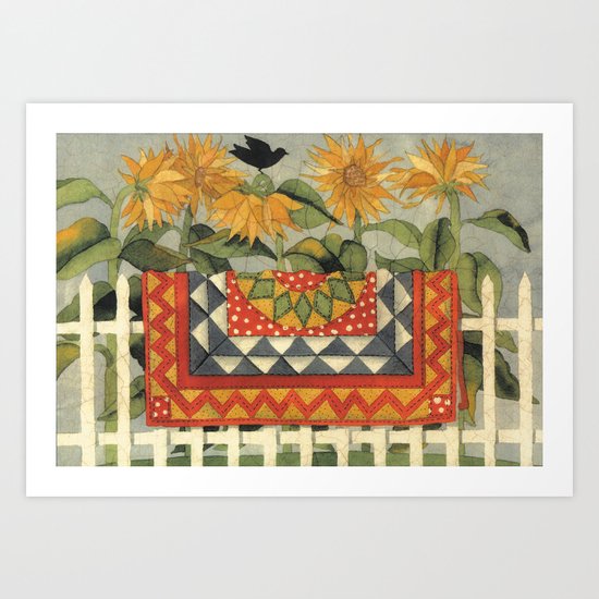 Sunflower Quilt Art Print