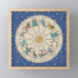 Vintage Astrology Zodiac Wheel Framed Mini Art Print