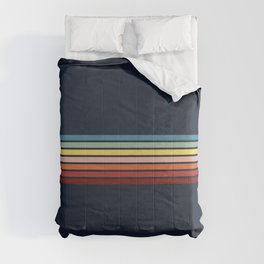 Taria - Classic Colorful Abstract 70s Vintage Style Retro Stripes Comforter