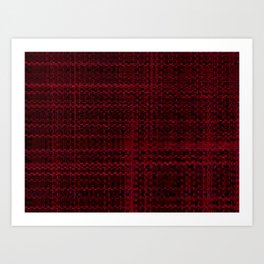 Crimson Red Grid Line Pattern Art Print