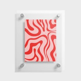 Modern Retro Liquid Swirl Abstract Pattern Vertical Cherry Red Pink Floating Acrylic Print