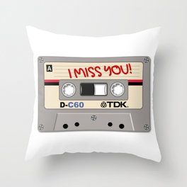 Vintage Audio Tape - TDK - I Miss You! Throw Pillow