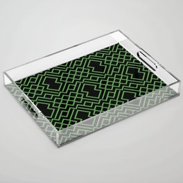 Black and Green Modern Geometric Shape Pattern Pairs DE 2022 Trending Color Golf Course DE5601 Acrylic Tray