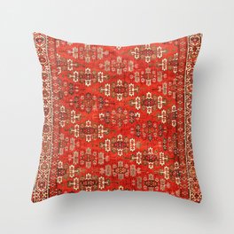 Southwest Shapes I // Bright Colorful Red Orange Green Creme Ornate Southwestern Tuscan Rug Pattern Throw Pillow