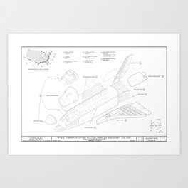 NASA Space Shuttle: Discovery Orbiter Diagram Art Print