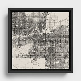 Tempe, USA - City Map Drawing Framed Canvas
