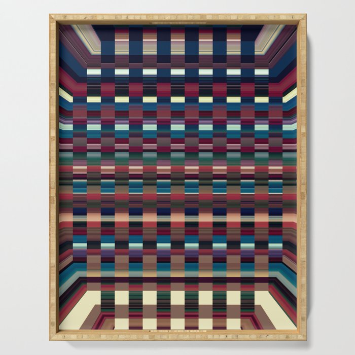 Dark Colorful And Moody Check Pattern Serving Tray