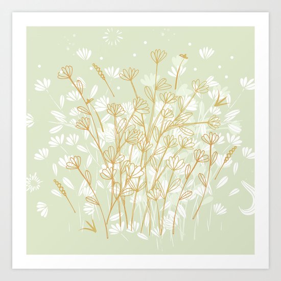 Coockie brown clover on green Art Print