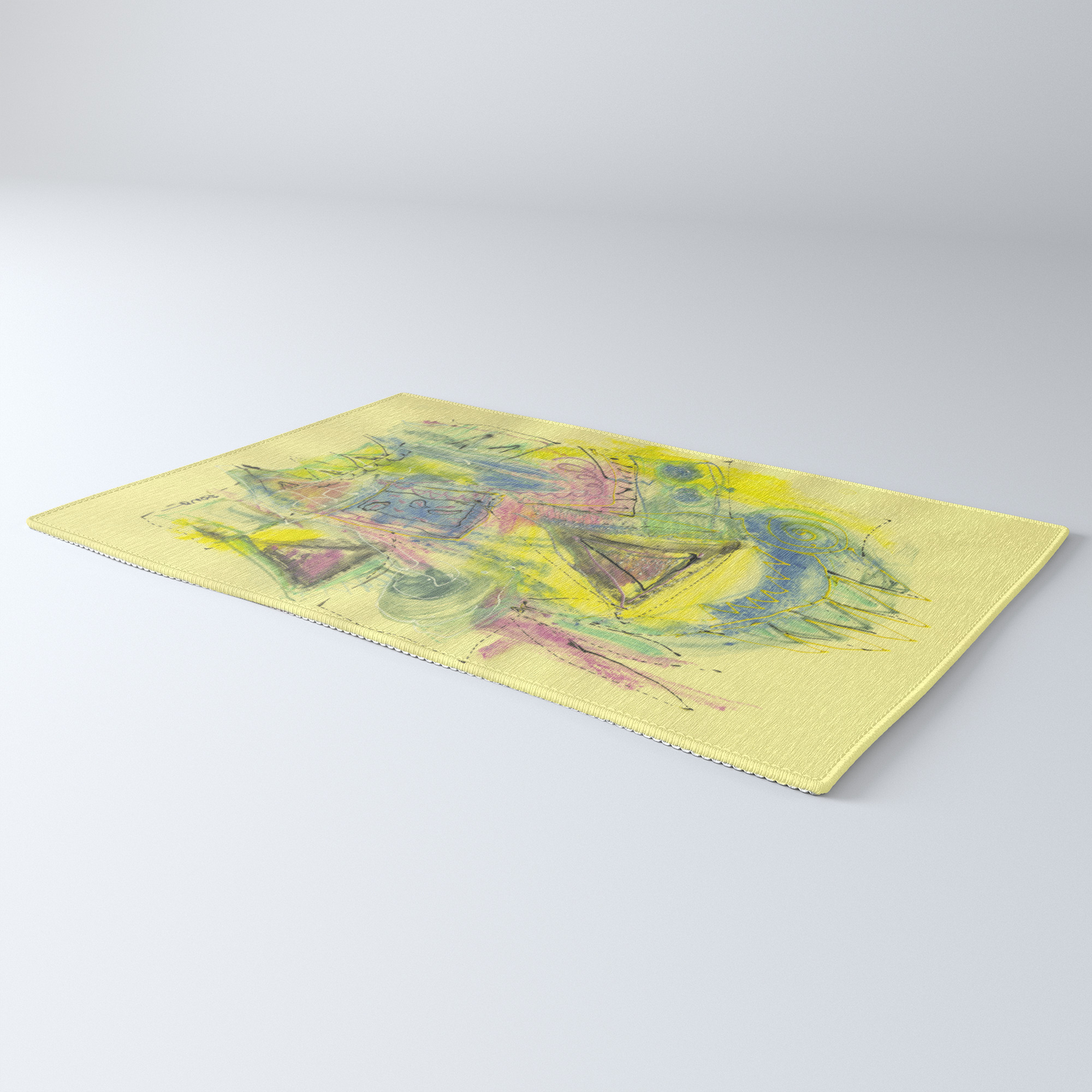 Abstract Painting Illustration On Granulated Yellow Paper