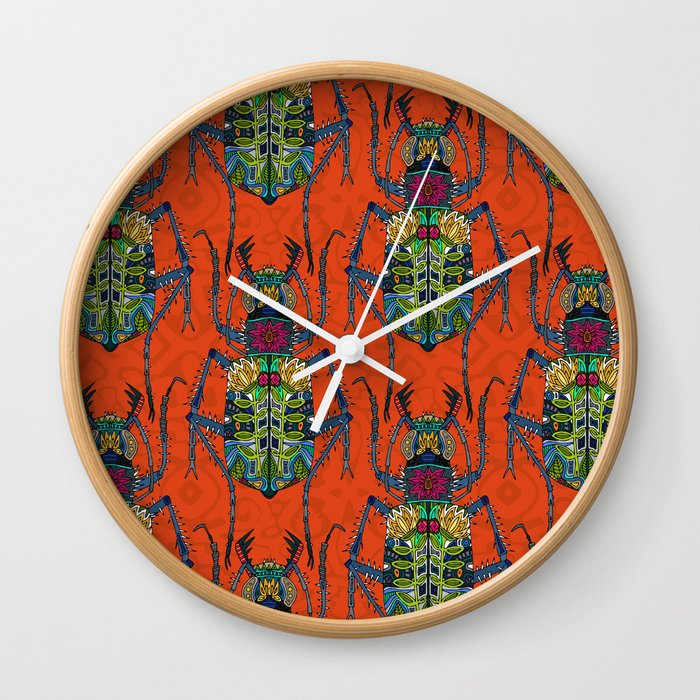 flower beetle orange Wall Clock