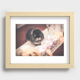 Bunny Morgan with teacups Recessed Framed Print