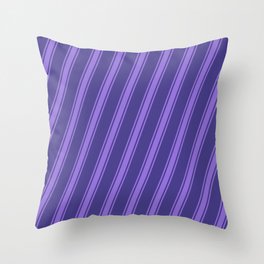 [ Thumbnail: Dark Slate Blue and Purple Colored Stripes Pattern Throw Pillow ]