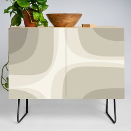 Retro Groove Abstract Minimalist Pattern Greige Taupe Cream Credenza