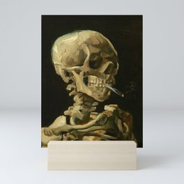 Skull with Burning Cigarette Mini Art Print