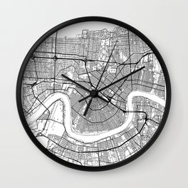 New Orleans Map White Wall Clock