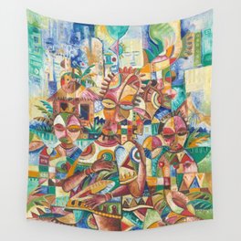 Welcome African Village Painting Wall Tapestry